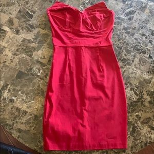 Small red strapless cocktail dress